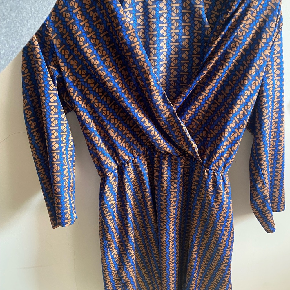 Collective Concepts Blue and Orange Patterned Dress